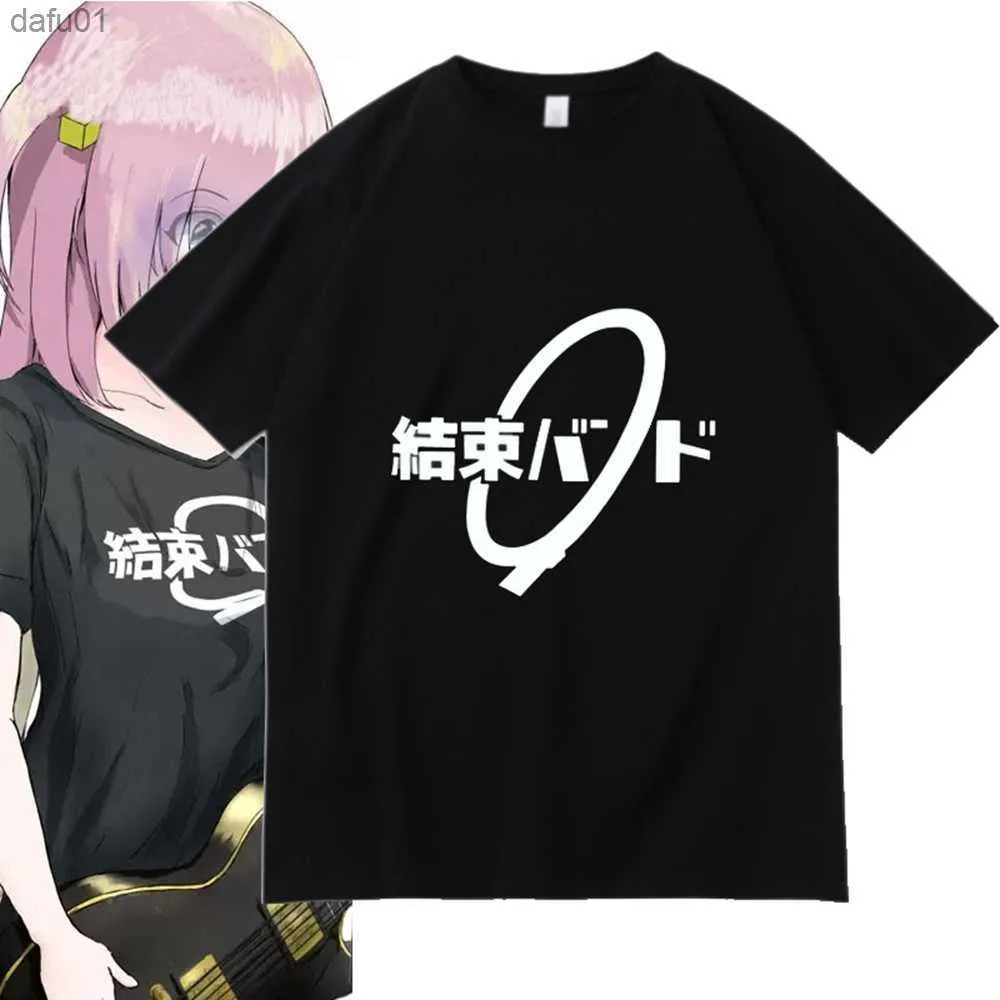 Koszulki mężczyzn unisex anime cos bocchi the rock! Hitori gotoh ijichi nijika bawełniana swobodna krótka koszulka koszulka TSHIRT L230520