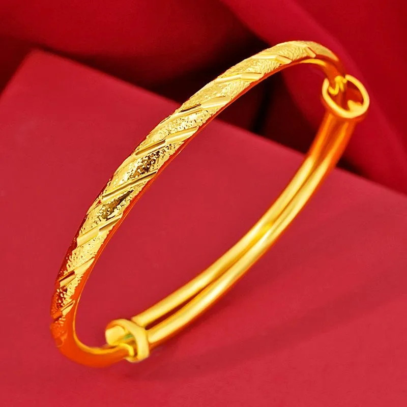 Bangle Not Fade Forever Real 14K Gold Bangles Jewelry Women Gold