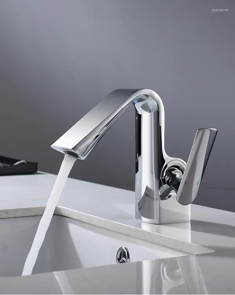 Bathroom Sink Faucets Luxury Brass Faucet Modern Design Washbasin Tap One Hole Handle Hand Basin Cold Water Lavabo