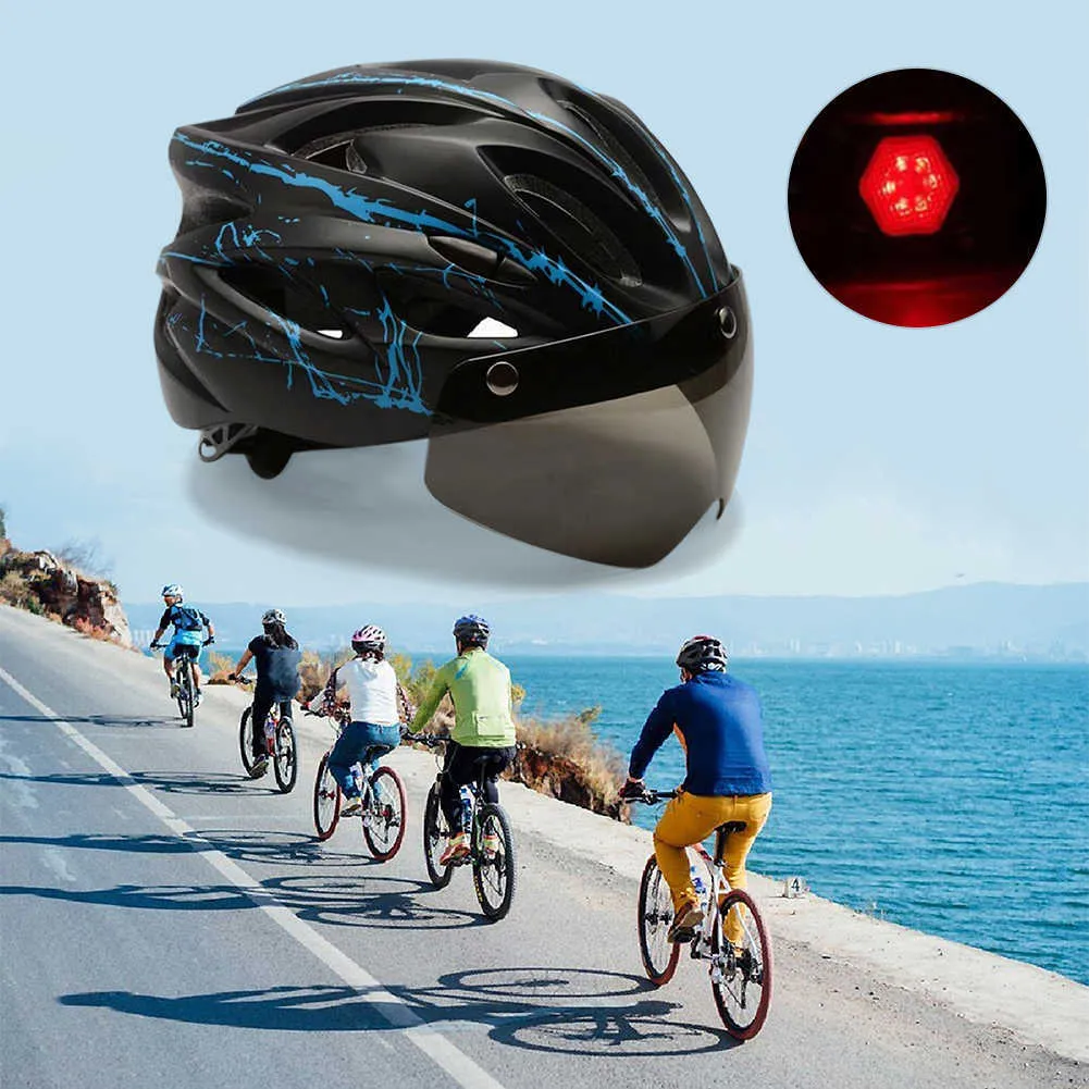 Cykelhjälmar Highway Mountain Bike Helmet med baklyktor Ciclismo Lätt ultralätt justerbar lämplig för skateboard och skoter P230522