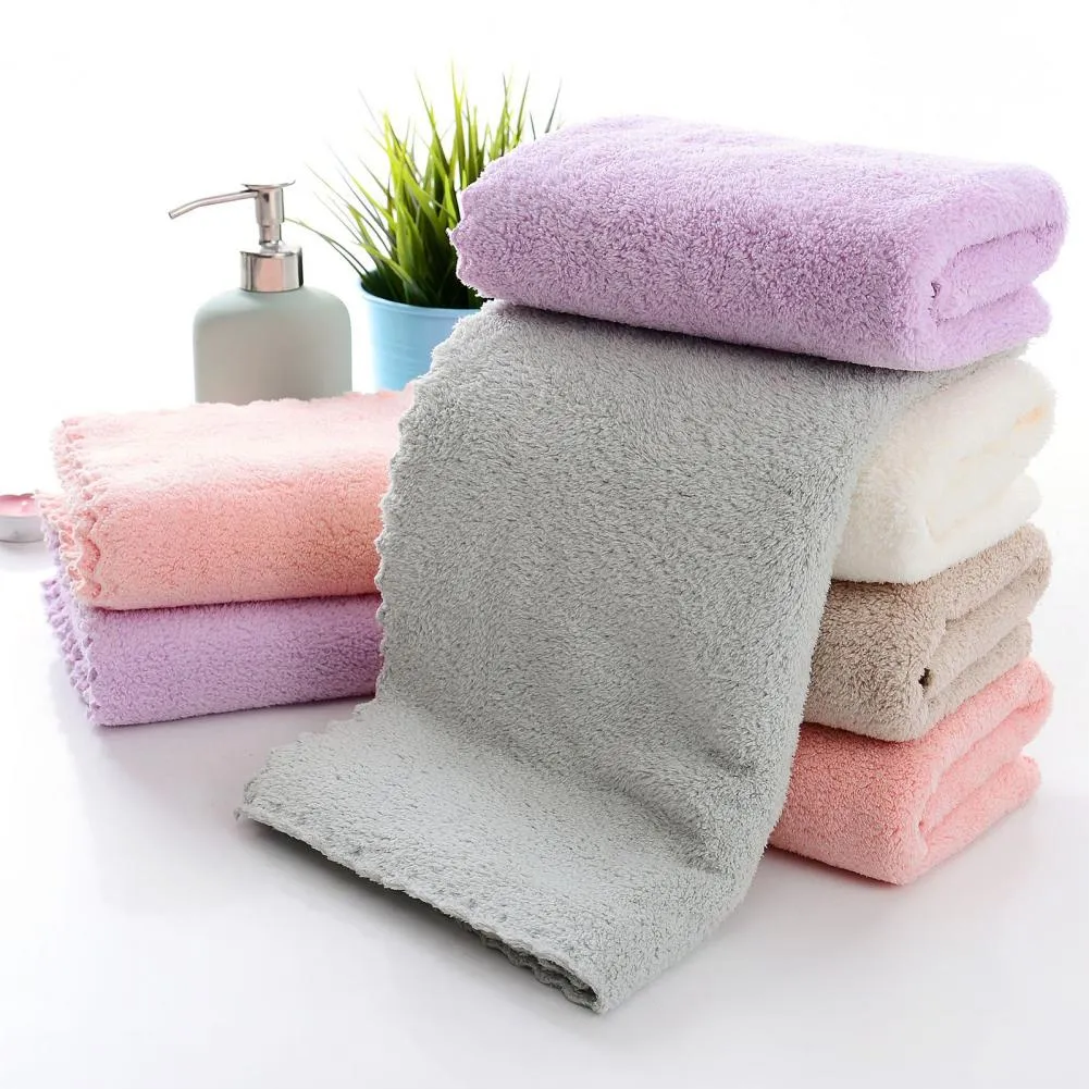 Bath Towel Microfiber Fluffy Bath Towel Solid Color Breathable Hand Towel Water Absorption Polyester Spa Towel For Bathroom