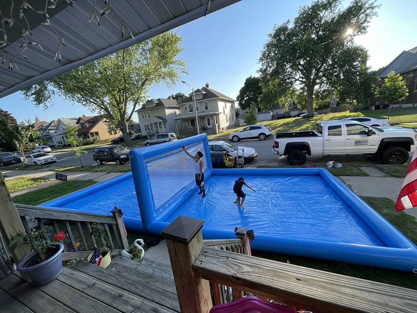 33ft utomhusuppblåsbar volleybollplan jätte uppblåsbar strandvolleyboll nettovatten för sportspelpool