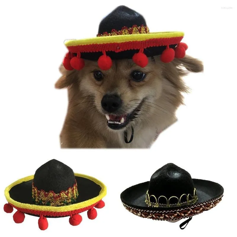 Hundkläder Pet Mini Sun Hat Beach Party Straw Mexikansk stil för hundar och katter roliga sombrero tillbehör födelsedag