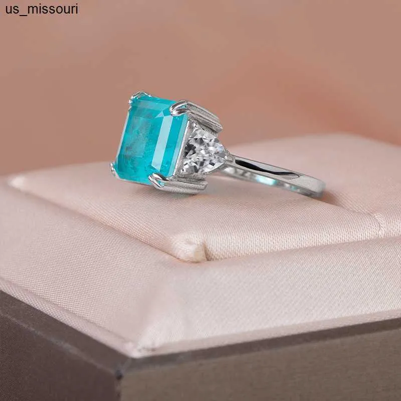 Sterlingsilberring Mit Paraiba Turmalin Und Diamant Für Damen_voghion.com