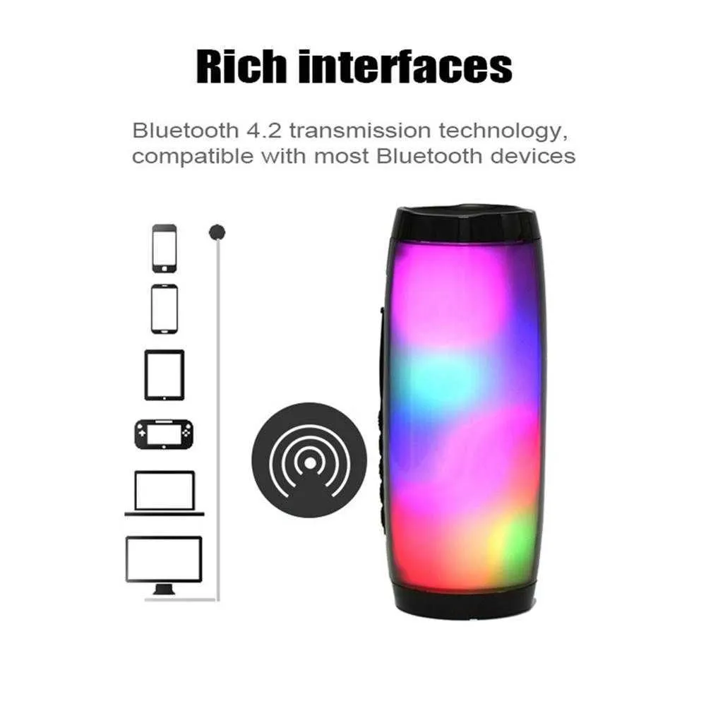 Mobiltelefonhögtalare TG157 PORTABLE CYLINDER Colorful LED Light FM Radio Stereo Bluetooth Wireless Speaker Mini Micro USB Bluetooth 42 högtalare Z0522