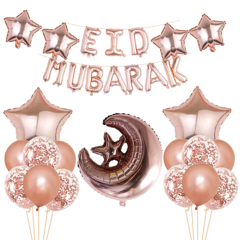 Andra evenemangsfestleveranser Eid Mubarak Balloons Ramadan Decoration for Home Moon Star Foil Balloon Muslim Aid MoUbarak Kareem Festival Party Supplies 230522