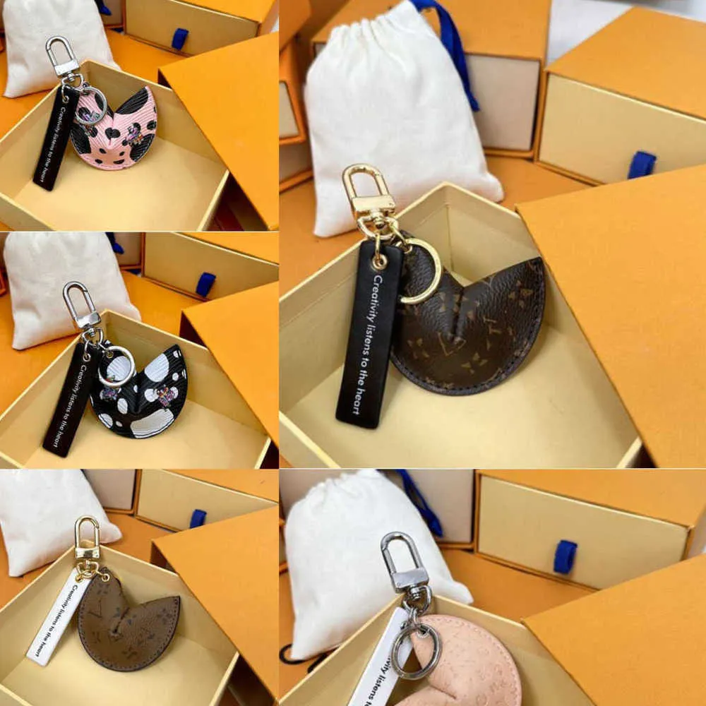 Keychains Lanyards with Box Fortune Cookie Bag Charm PU Leather