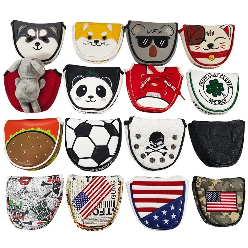 Diğer Golf Ürünleri Golf Mallet Putter Cover Golf Headcover Manyetik veya Sihirli Bant Kapatma Golf Kulübü Kapak Çok Tarzlı Renk Desen Golf Malzemeleri 230522