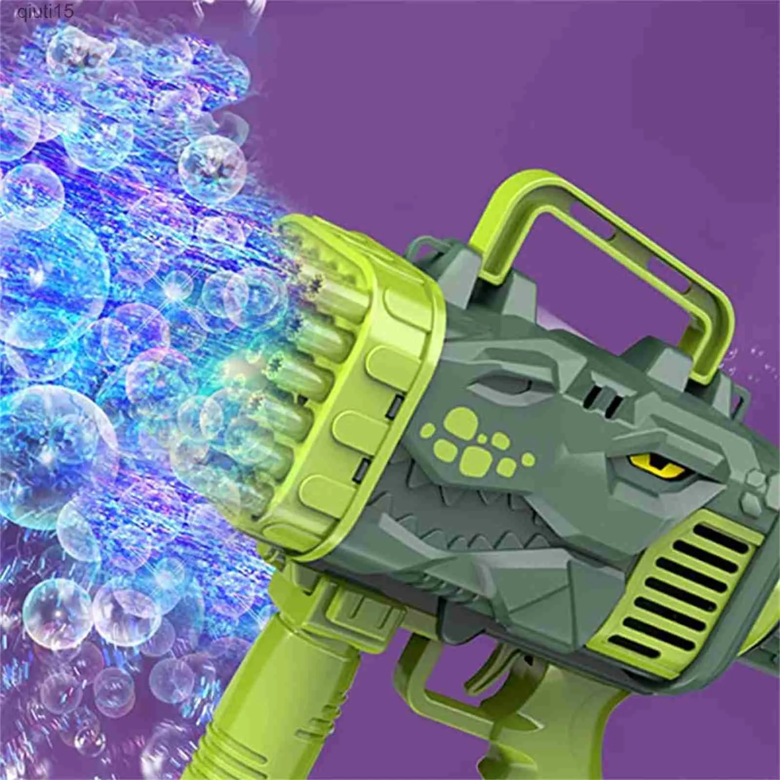 Electric Bazooka Bubble Maker Gun 32 Holes Dinosaur Soap Bubble