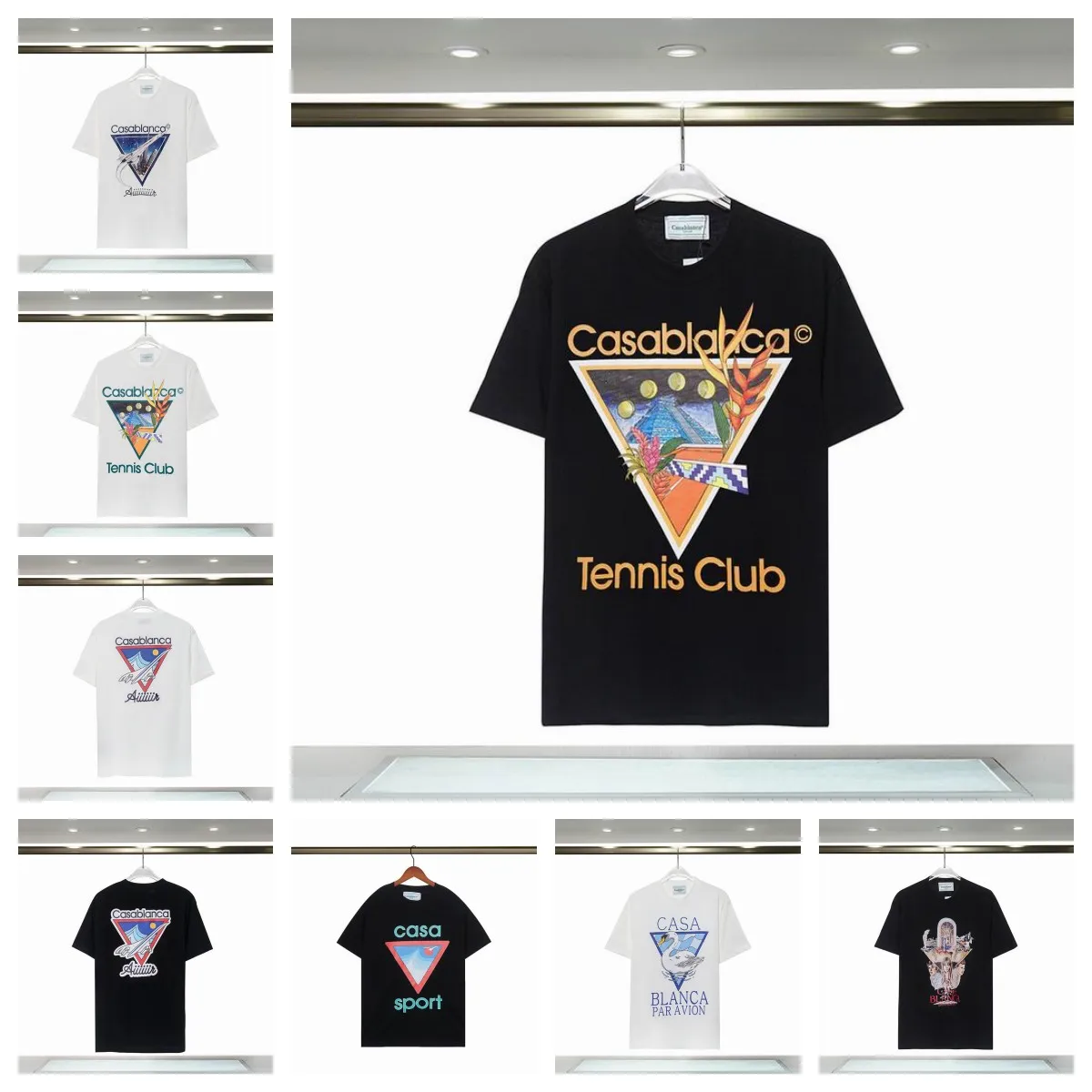 Casabla Kısa Kollu Baskı Erkek T Shirt Bayan Tasarımcı Giyim Moda Üst PAR AVION FLEUR TEE Panoramique T-Shirt Erkekler Yaz Tees Kazak