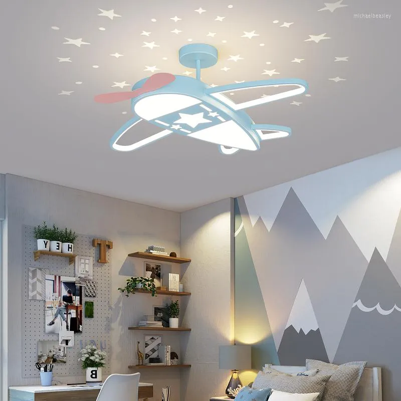 Candelabros Led, candelabro de techo, luz infantil moderna para niño, niña, dormitorio, estudio, avión de dibujos animados, cielo estrellado, iluminación superior