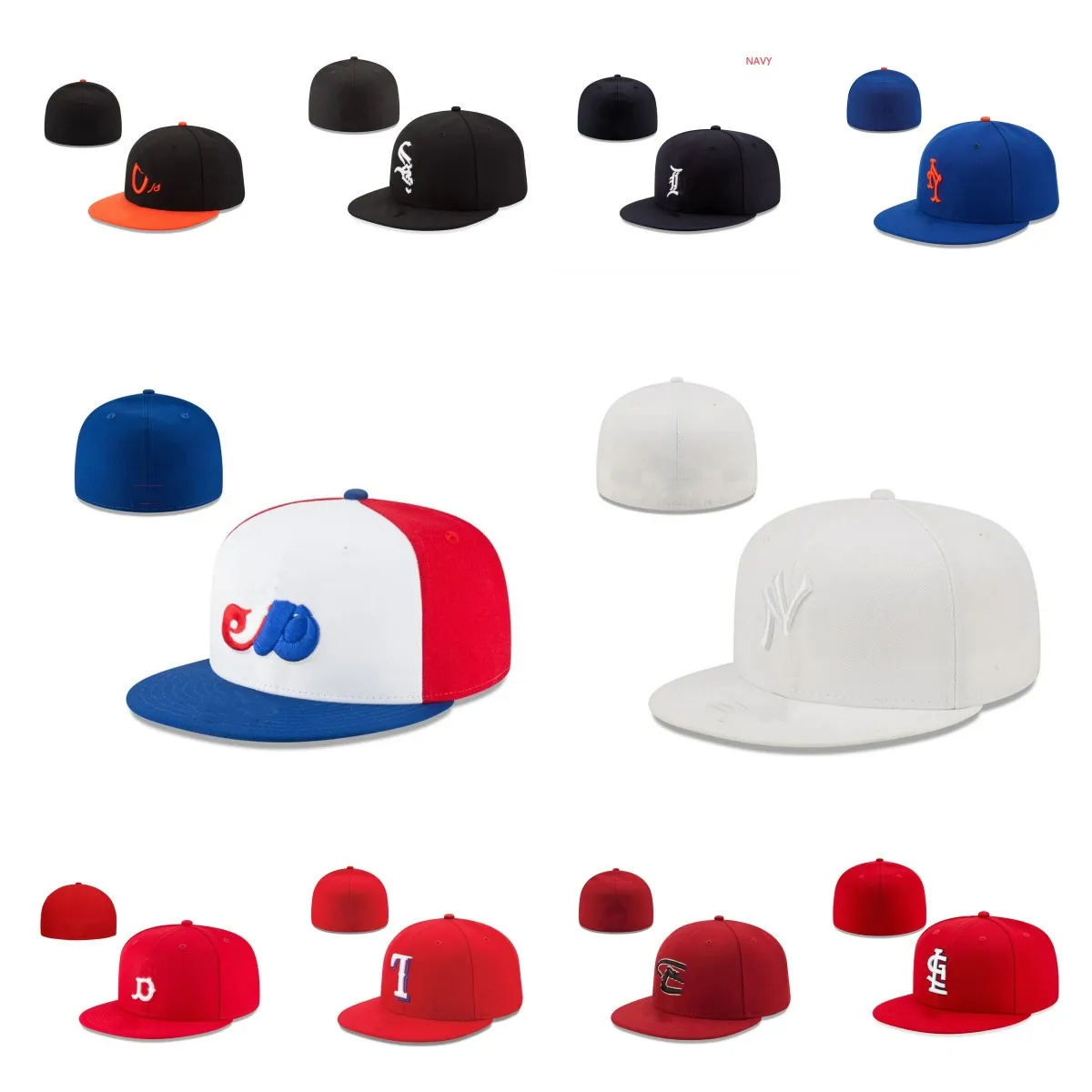 Cappelli aderenti alla moda Snapbacks palla Cappello aderente di design Ricamo Berretti da baseball regolabili Tutto il logo della squadra Sport all'aria aperta Hip Hop Chiuso Berretti da pescatore taglia 7-8