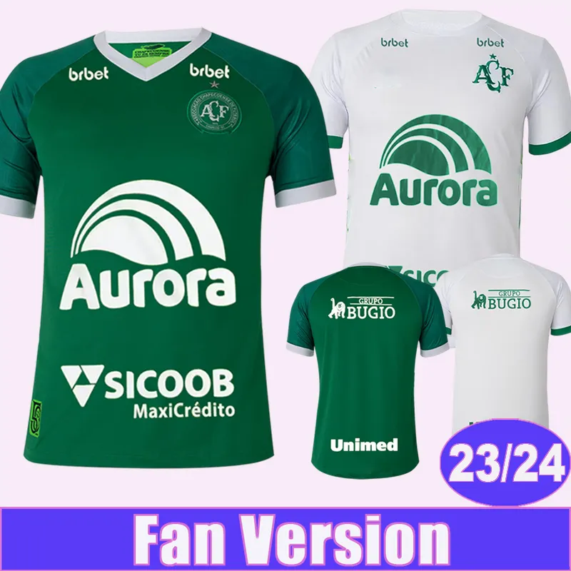 2023 24 Brazilian Chapecoense Fotbollströjor herr LUIZINHO Hemma Grön Borta Vita Fotbollströjor Kortärmade Uniform