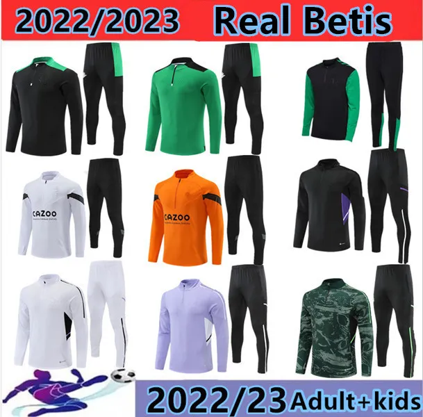 2023 Real Madrids Tracksuit Set Training Suit 22/23 Echte Betis Men en Kids Football Jacket Chandal Futbol Survetement Grootte S-2XL 888