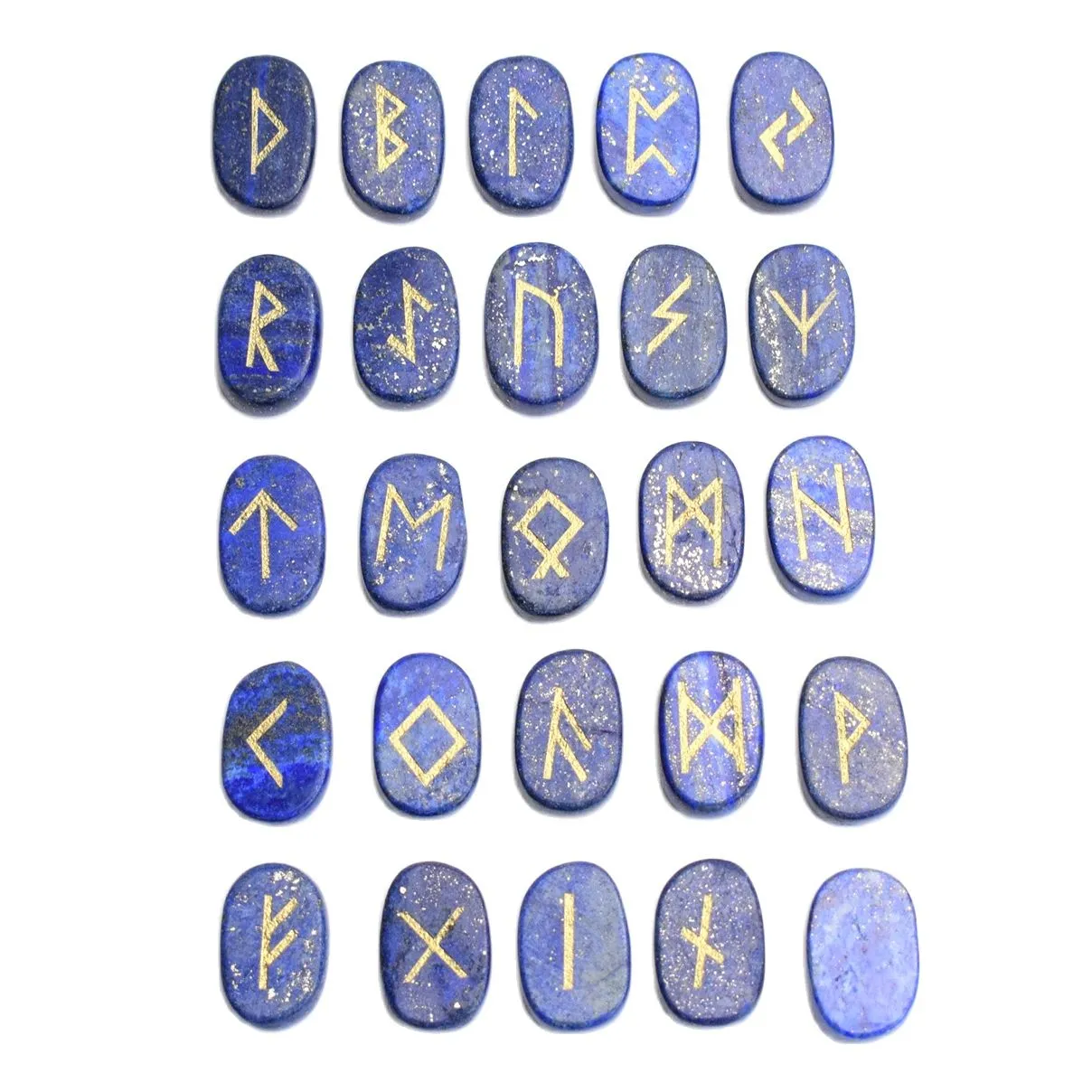 25 Stück natürlicher Amethyst-Quarz, Lapis, gravierter Kristall, Reiki-Heilung, heidnischer Schriftzug, Wicca-Runensteine-Set