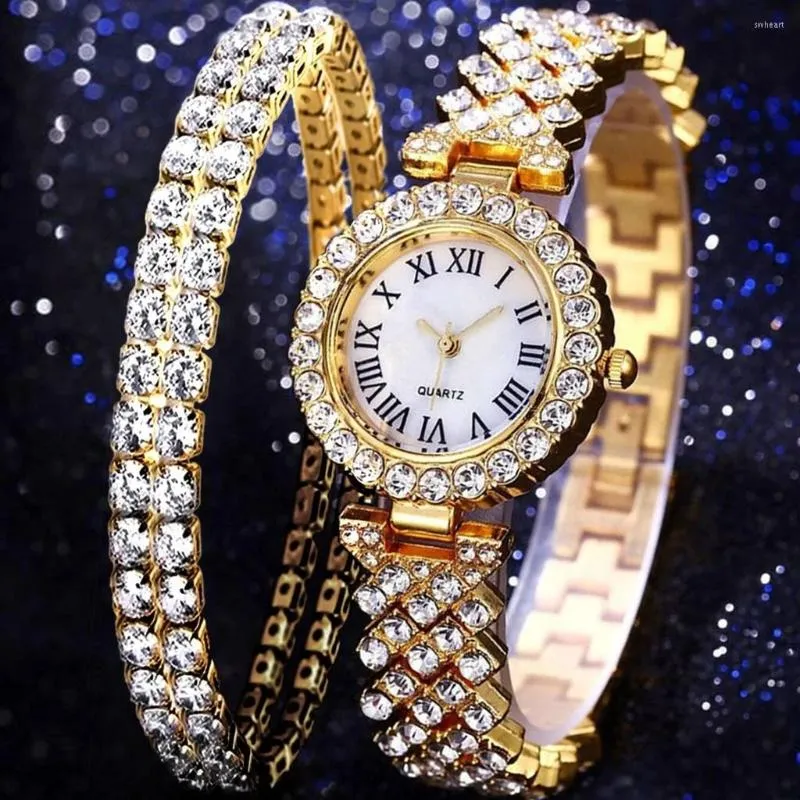 腕時計2023ウォッチレディースラグジュアリーダイヤモンドラインストーンファッションエレガントなリストウォッチクォーツウォッチレディーズクロックガールレロジオフェミニノ