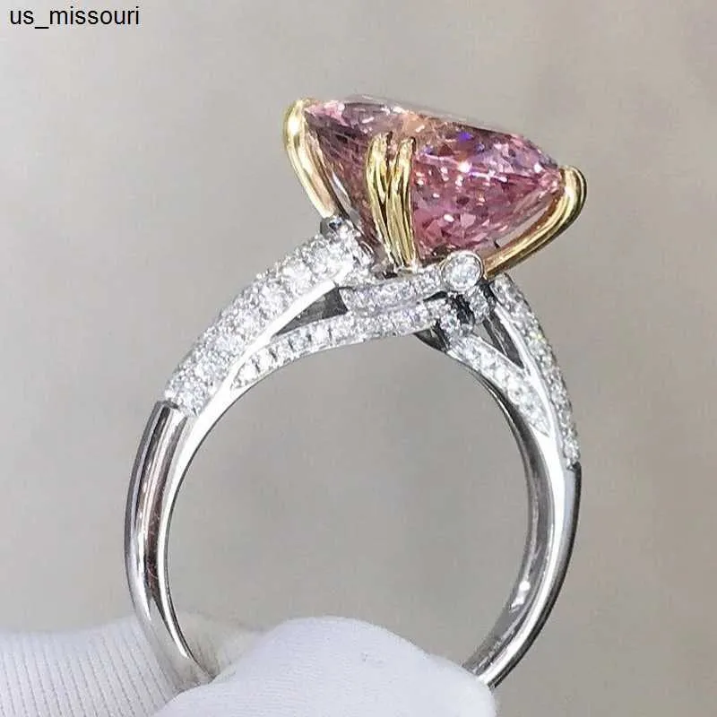 Bandringen Vintage Pink Diamond CZ Ring 925 Sterling Silver Engagement Wedding Band Rings For Women Bridal Party Sieraden Gift J230522