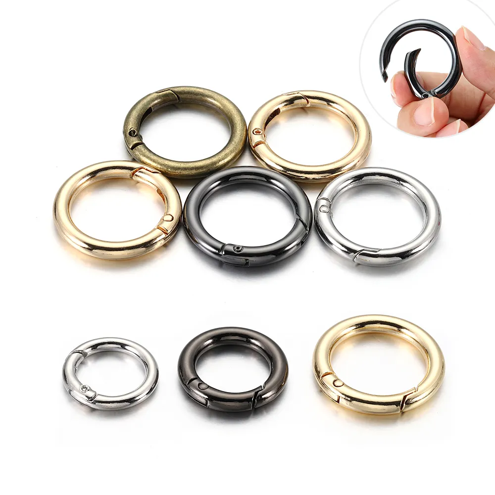 5 -stcs/lot metalen veer gespen openbaar o ring carabiner sleutelhanger handtas clasp dog keten gespen connector voor doe -het -zelf sieraden maken