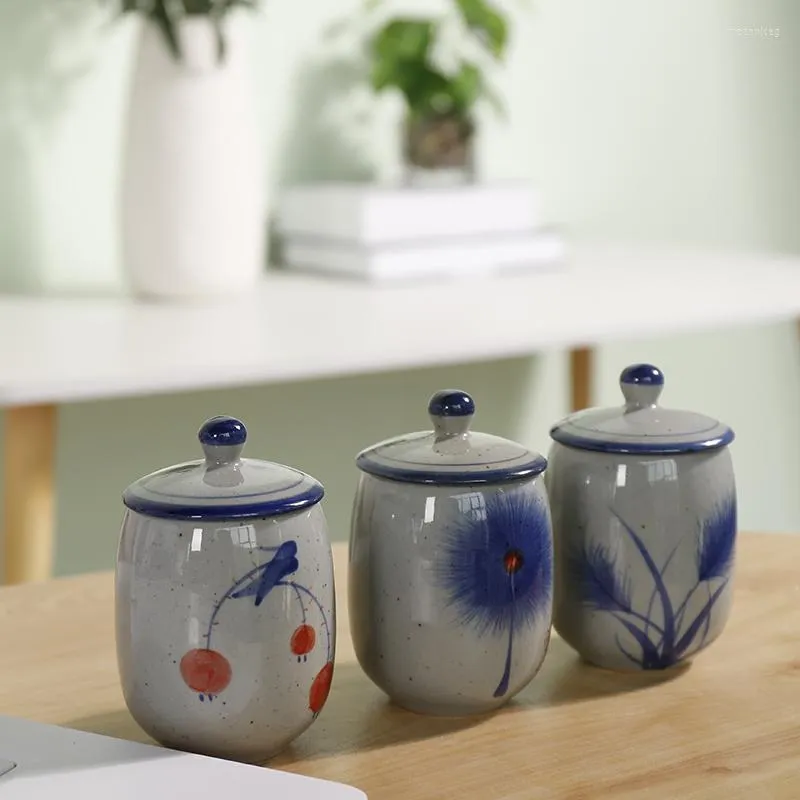 Kubki spodki 180 ml styl vintage niebiesko-biała porcelanowa herbata z zestawem pokrywy ręcznie malowana herbaciarnia