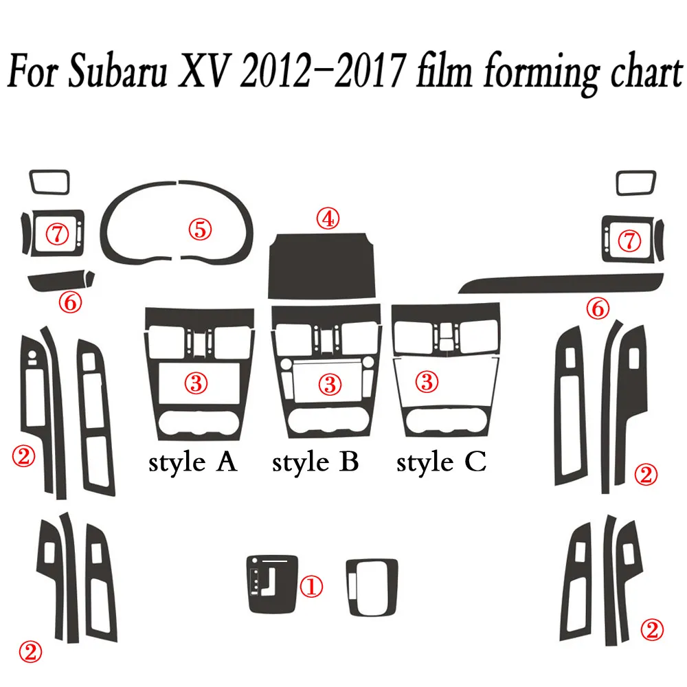 Para Subaru XV 2012-2017 Interior Central Control Painel Porta da porta da porta 5D adesivos de fibra de carbono Decalques de estilo de estilo de carro