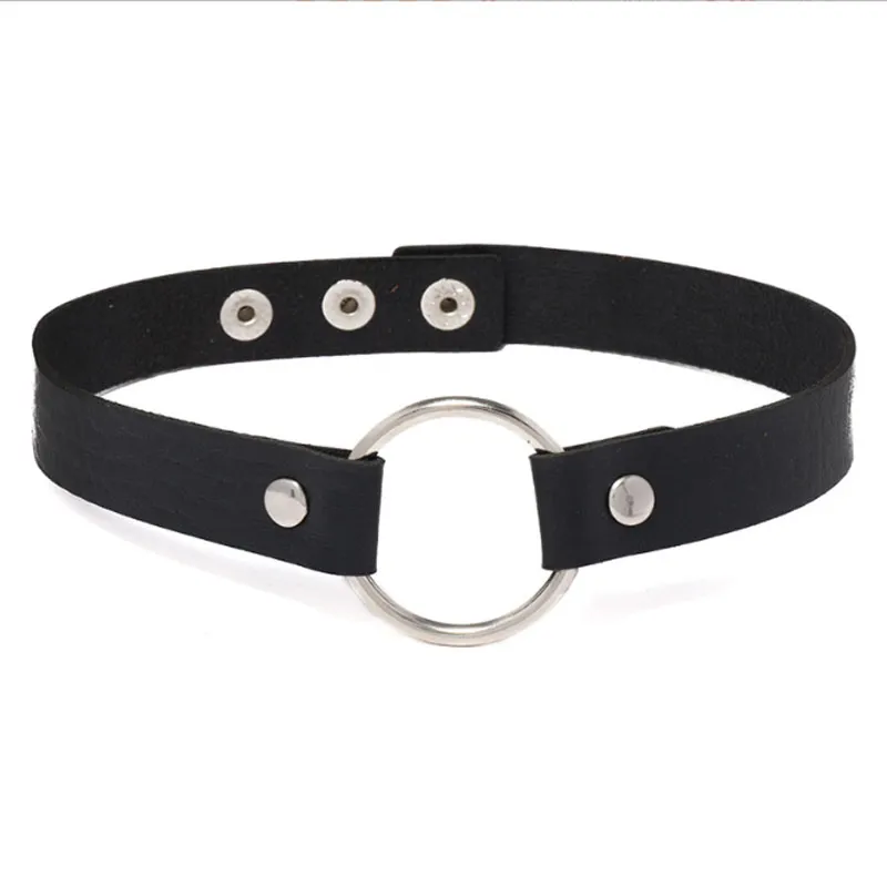 Fait à la main couleur noire PU cuir Chokers colliers réglables bijoux pour femmes fille fête Club accessoires de mode