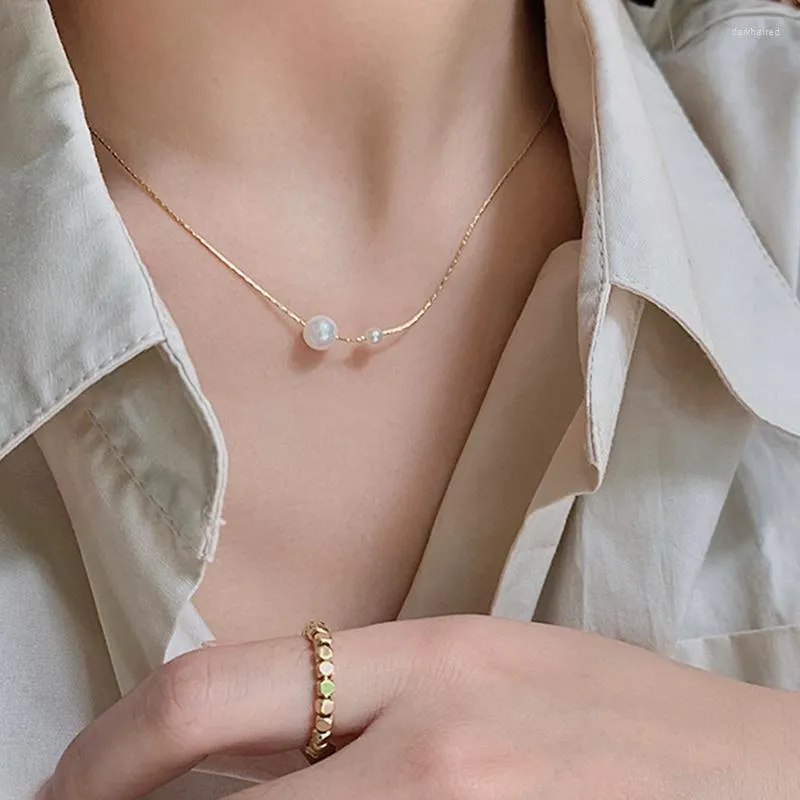 Chains Pearl Necklace For Women Luxury Clavicle Gold Color Chain Choker Necklaces Kpop Small Fresh Fashion Wedding Jewelry 2023 Sale