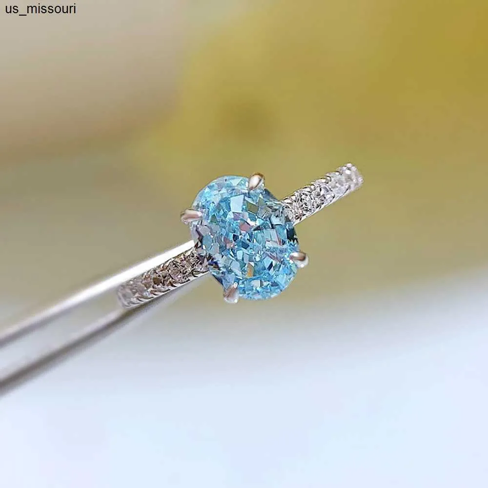 Designer Ring In Sterling Silver With Aquamarine Lab Diamonds_voghion.com