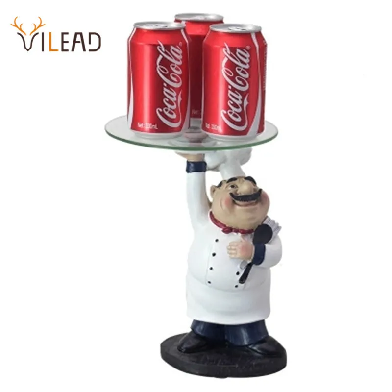 Decorative Objects Figurines Vilead Resin Hand Lifting Tray Chef Creative Living Room Table Decration Fruit Storage Restaurant Ornaments Home Gift 230522