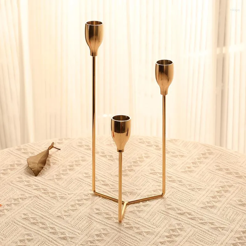 Candle Holders Nordic Simple Gold 3 Arms Candlestick Home Desktop Decoration Wedding Party Creative Ornament