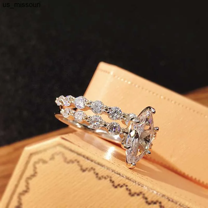 Marquise Simulated Moissanite Sterling Silver Engagement Ring_voghion.com