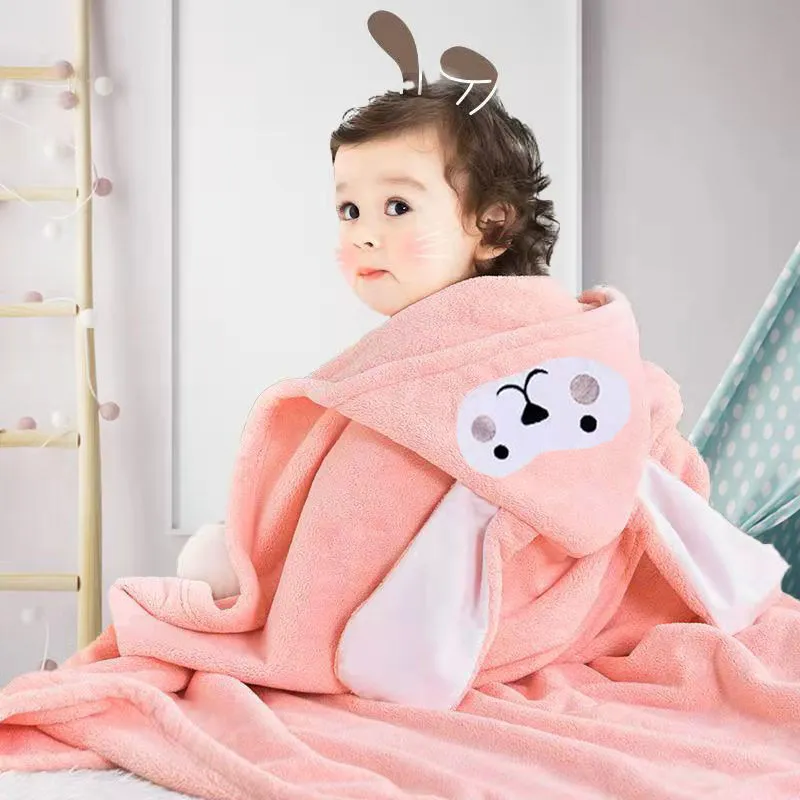 Serviettes de bain épaissies enfants mignons nouveau-né bébé Super doux absorbant pur coton cape à capuche serviette de bain peut être porté couverture