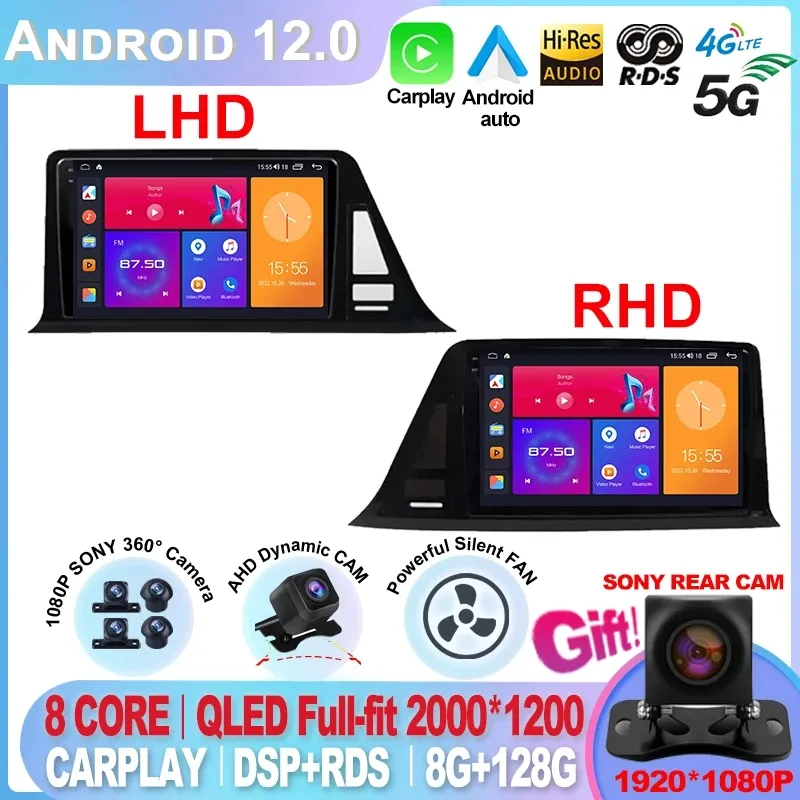 9 "Android 12 dla Toyota C-HR CHR 2016 2017 2018 2019 2020 Radio Multimedia Video Player Autoradio Stereo WIFI Link