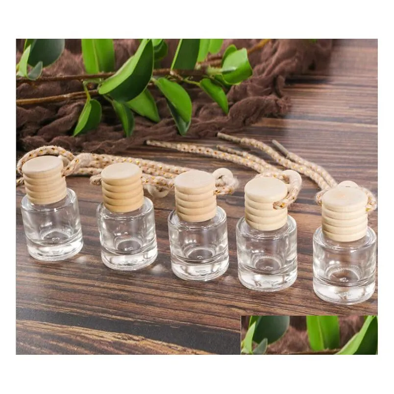 Essential Oils Diffusers Square Round Car Per Bottle Pendant Ornament Air Freshener For Diffuser Fragrance Empty Glass Drop Delivery Dhmxm