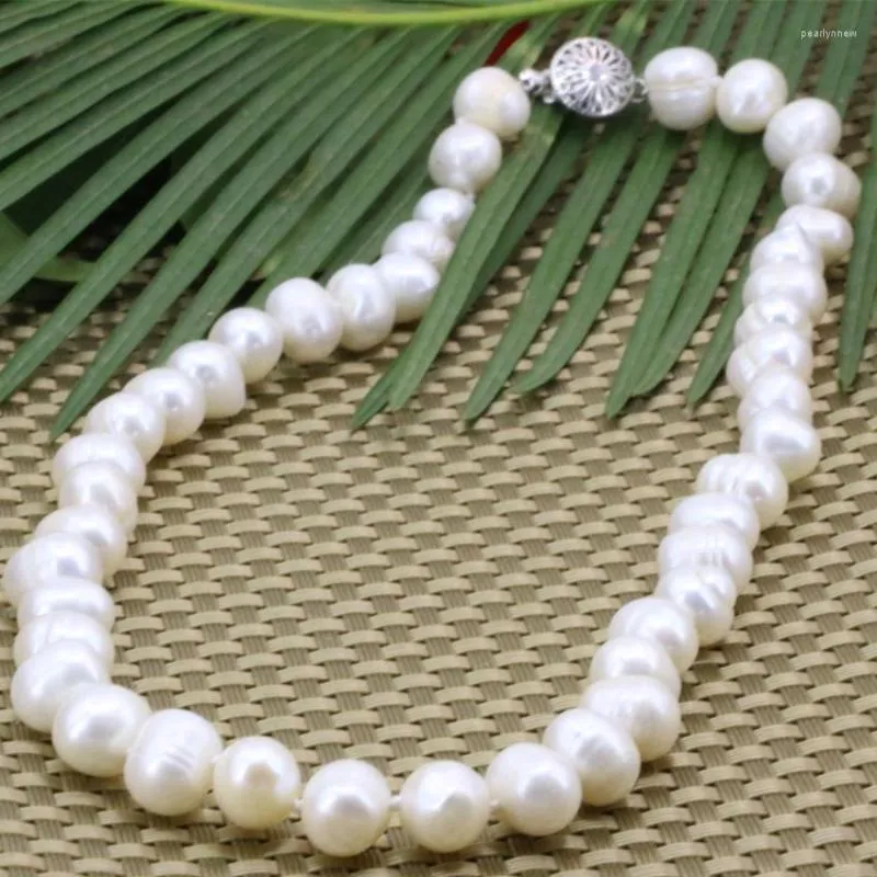 Chaînes 8-9mm Fil De Mode Naturel Blanc Perle De Culture D'eau Douce Collier Femmes Charmes Chaîne Ras Du Cou Bijoux Diy 18 pouces B3186