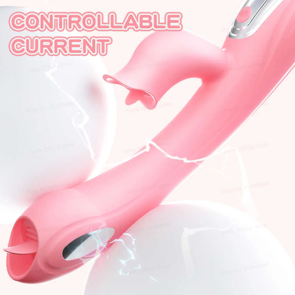 Nxy vibratorer ny elektrisk chock vibrator för kvinnlig tung som slickar dildo kvinnlig vagina onani sexig leksak 18+ g-spot orgasm sexmaskin 230508