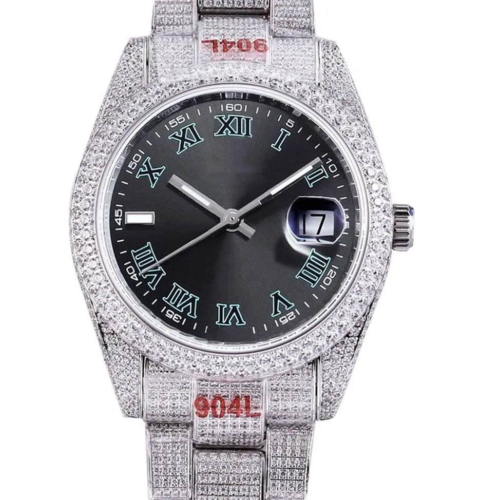 Full Diamonds Mens Watch 40 6mm Montres Mécaniques Automatiques Diamond Bezel Montres-Bracelets Saphir Étanche DiamondStudded Montre 2935