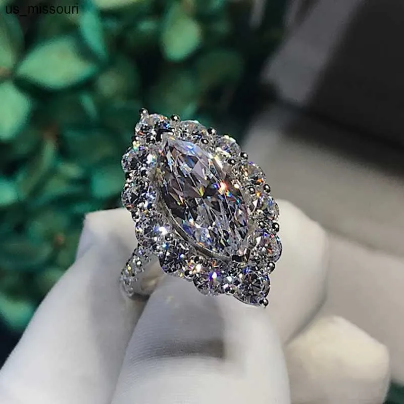 Band Rings Vintage Marquise Cut 3CT Lab Diamond Ring 925 Sterling Silver Bijou Engagement Wedding Band Rings for Women Bridal Party Jewelry J230522