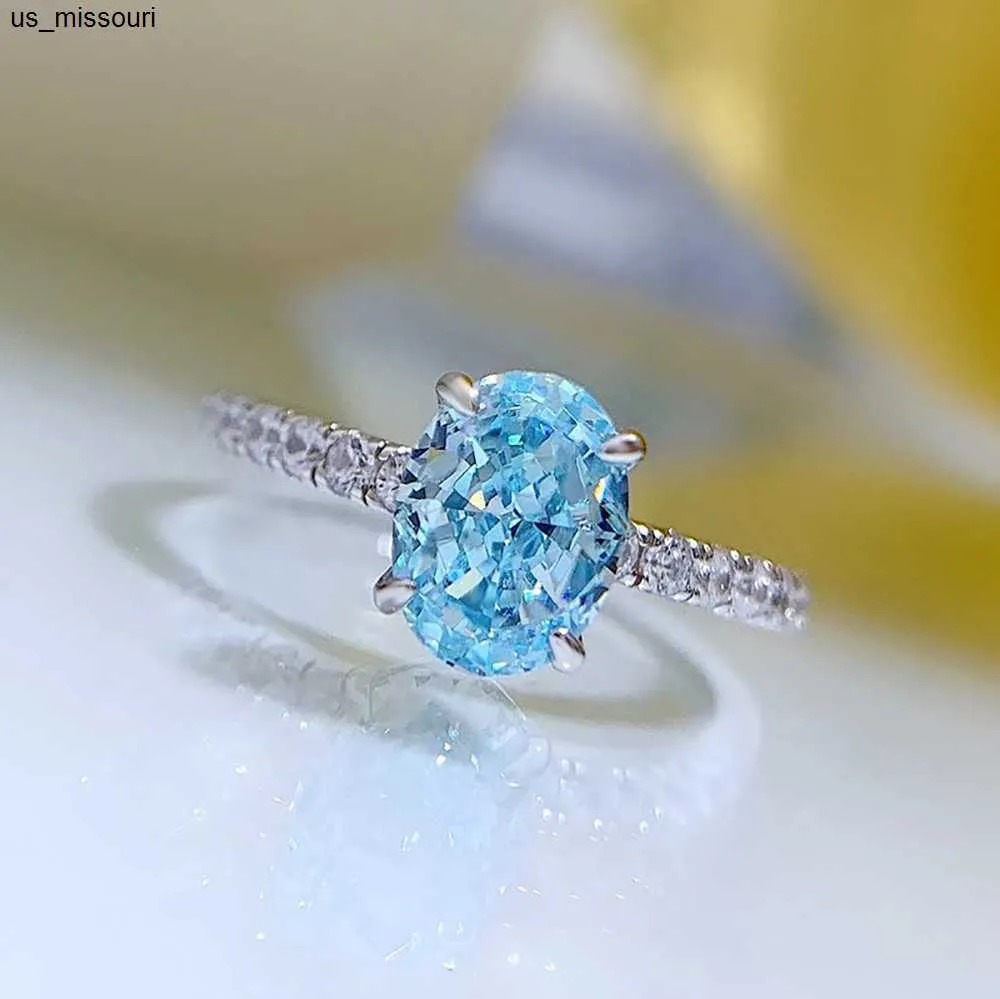 Designer Ring In Sterling Silver With Aquamarine Lab Diamonds_voghion.com