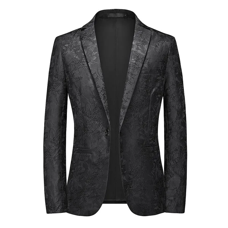 Erkekler Suits Blazers M-6XL Plus Boyut Erkek Vintage Beyaz Siyah Çiçek Smokin Akşam Yemeği Ceket Akıllı Uygun Fit Blazer Resmi Katlar