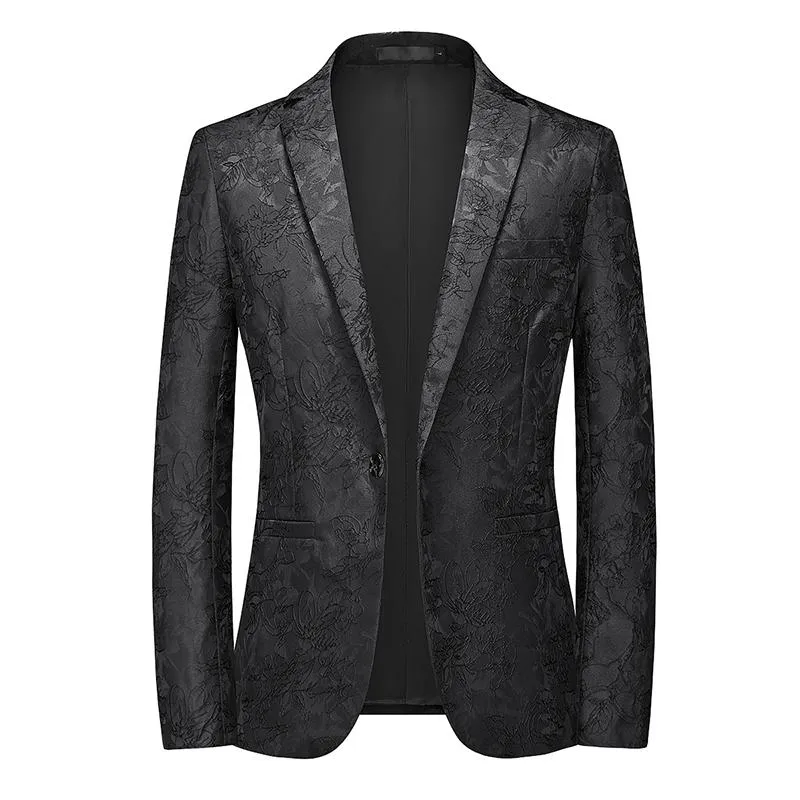 Abiti da uomo Blazer M-6XL Taglie forti Mens Vintage Bianco Nero Flower Embroried Tuxedo Dinner Jacket Blazer su misura elegante Cappotti formali