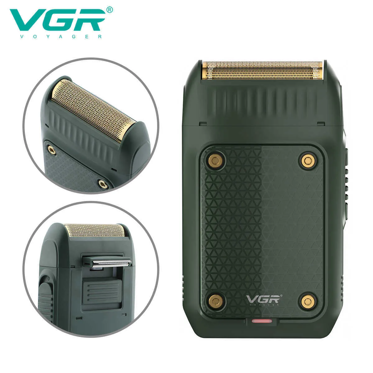 Electric Shaver VGR rasoir professionnel pour hommes rasoir électrique Mini tondeuse à barbe Machine à raser lame en aluminium tondeuse Pop-up USB Rechargeable V-353