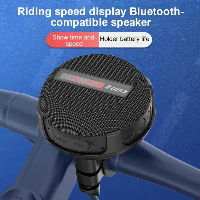 Haut-parleurs de téléphone portable haut-parleurs Bicycle LED numérique Affichage de haut-parleur Bluetooth sans fil colonne extérieure portable IPX65 Hands de subwoofer imperméables IPX65