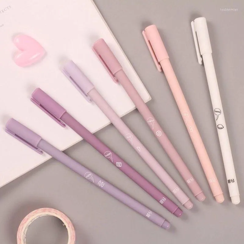ПК/набор симпатичных романтических пурпурных временя гель ручка корейская канцелярские товары черные чернила 0,5 мм школьные писательские принадлежности