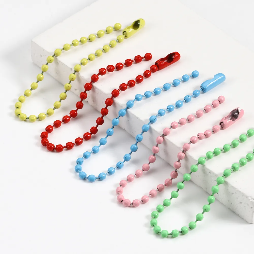 20 pièces boule de couleur perle chaîne porte-clés pendentifs chaîne suspendue avec connecteur pour bijoux à bricoler soi-même faisant des résultats d'ornement de porte-clés