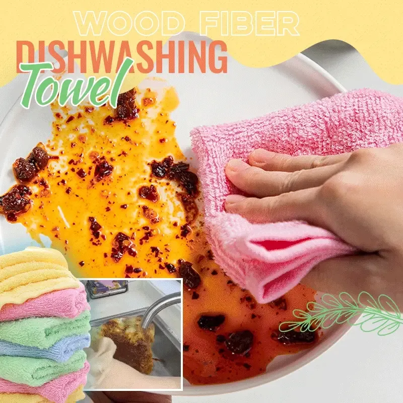 10 pièces en Fiber de bois serviette à vaisselle microfibre chiffon de nettoyage gomme magique savon à vaisselle serviettes en papier pour cuisine voiture verre nettoyage