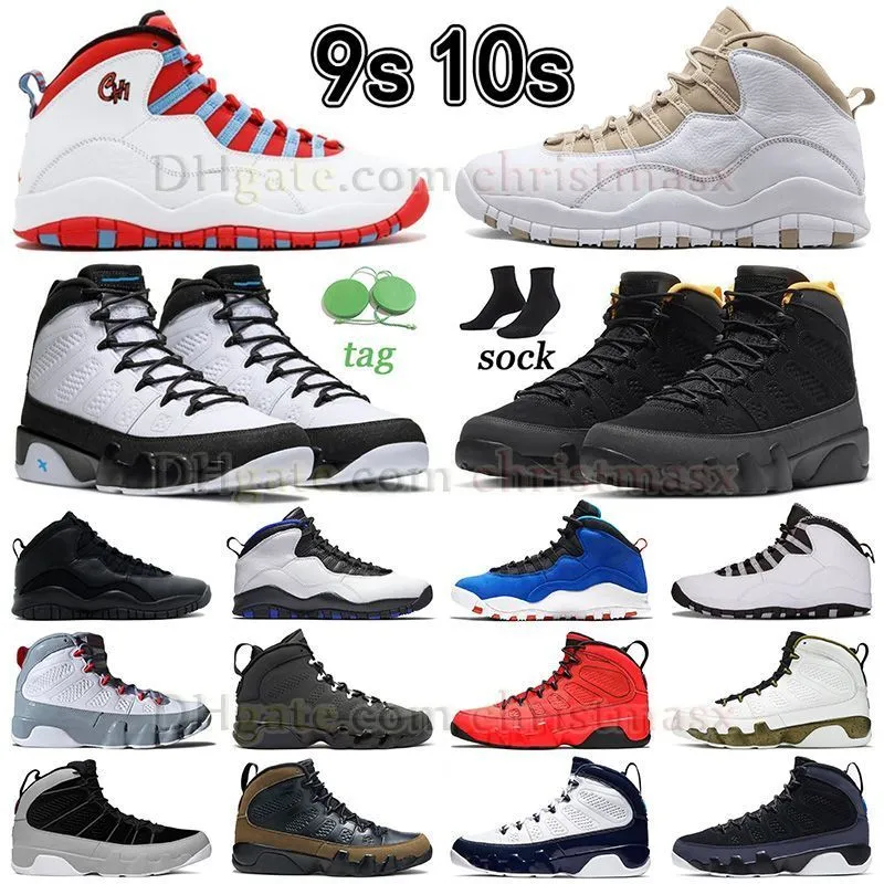 authentique chaussures de basket-ball jumpman 9 10 chicago lin université or 9s 10s université bleu mens sneaker j9 j10 rouge ciment racer bleu unc ovo noir en plein air formateurs