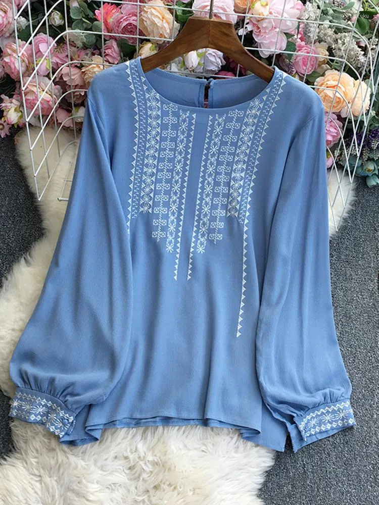 Blusas De Mujer Jastie Camisas Bordadas De Manga Larga Para Mujer