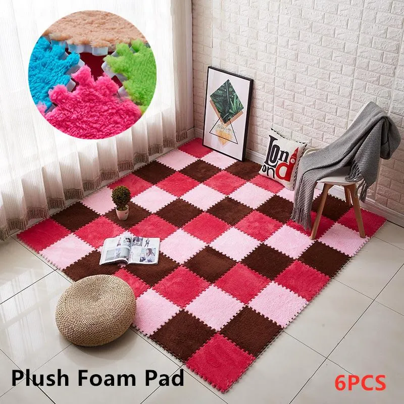 Dywany 9pcs 30x30 cm miękka pluszowa pianka dywanika dziecięce puzzle Playmaty Playmats Spling utrzymuj ciepło na zimę 11 kolorów