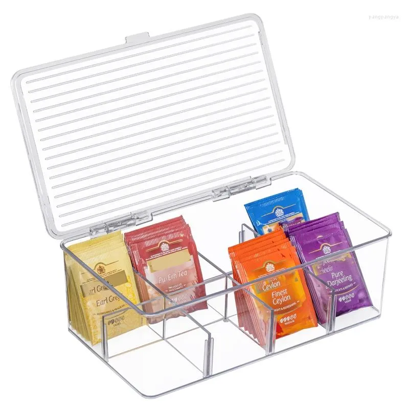 Storage Bottles Clear Organizer With Hinged Lid For Snack Spice Kitchen Pantry Fridge Packets Pouches Container