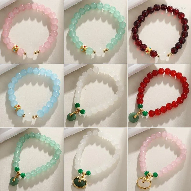 Strand Exquisite Luxury Sweet Lovely Imitation Jade Beaded Bracelet For Ladies Girls Elegant Temperament Daily Casual Jewelry Wholesale